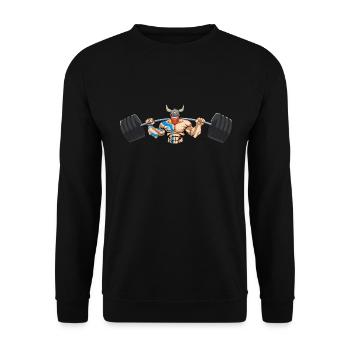Viking with barbell fitness muscles beard - Unisex Sweatshirt - black - Front - Alina (178cm) & Michal (187cm)