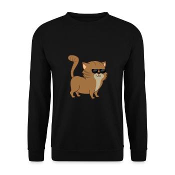 Cool Cat coole katze Süße Katze mit Sonnenbrille - Unisex Pullover - Schwarz - Vorne - Alina (178cm) & Michal (187cm)