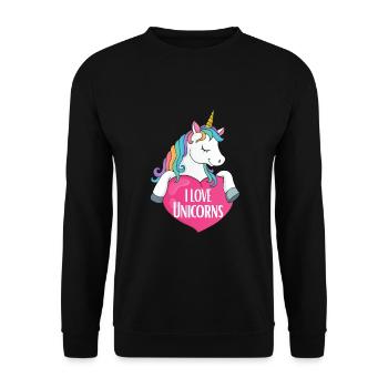 J'adore les licornes Licorne - Sweat-shirt Unisexe - noir - Devant - Alina (178cm) & Michal (187cm)