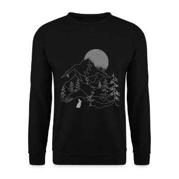 Rabbit Rabbit Rabbit Moon Gift - Unisex Sweatshirt - black - Front - Alina (178cm) & Michal (187cm)