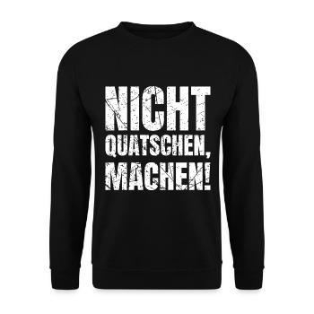 Nicht Quatschen Machen Handwerker - Unisex Pullover - Schwarz - Vorne - Alina (178cm) & Michal (187cm)