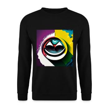Abstrait, sourire heureux sur fonds de peinture - Sweat-shirt Unisexe - noir - Devant - Alina (178cm) & Michal (187cm)