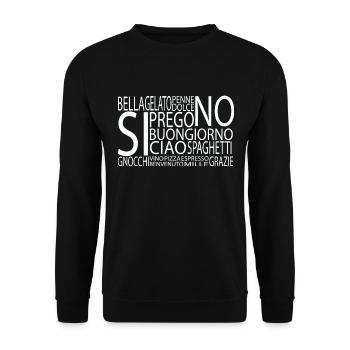 Italienisch, Italien, typisch - Unisex Pullover - Schwarz - Vorne - Alina (178cm) & Michal (187cm)