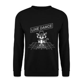 Line Dance Katze ich liebe Katzen und Line Dance - Unisex Pullover - Schwarz - Vorne - Alina (178cm) & Michal (187cm)