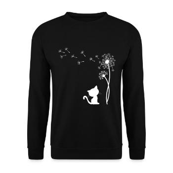 Chat avec le pissenlit - Sweat-shirt Unisexe - noir - Devant - Alina (178cm) & Michal (187cm)
