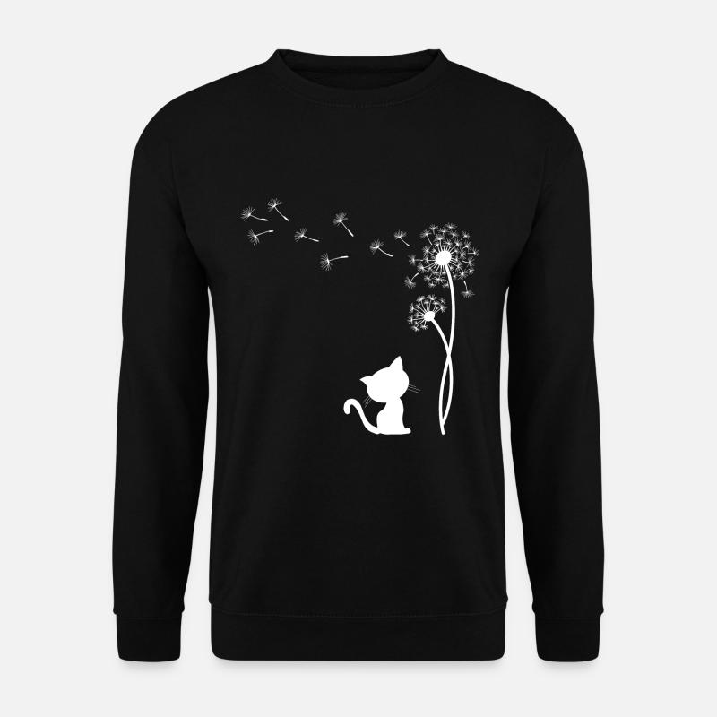 Chat avec le pissenlit - Sweat-shirt Unisexe - noir