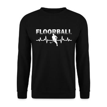 Floorball Spieler Herzlinie Floorballer Unihockey - Unisex Pullover - Schwarz - Vorne - Alina (178cm) & Michal (187cm)