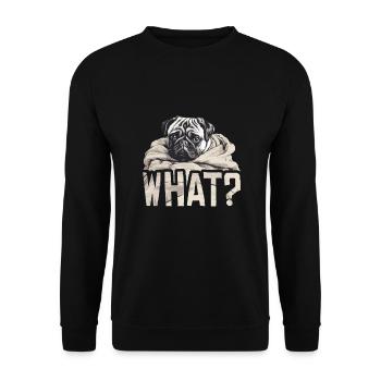 Welcher Mops? - Unisex Pullover - Schwarz - Vorne - Alina (178cm) & Michal (187cm)