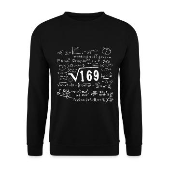 Wurzel 169 Geburtstag Mathematik - Unisex Pullover - Schwarz - Vorne - Alina (178cm) & Michal (187cm)