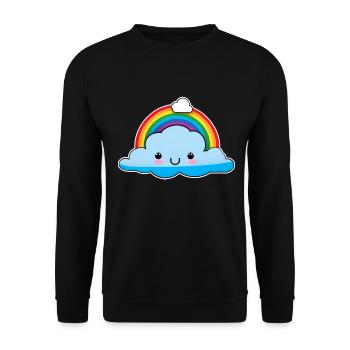 Cute cloud with rainbow - Unisex Sweatshirt - black - Front - Alina (178cm) & Michal (187cm)