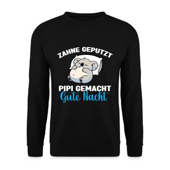 Koala Schlafshirt Koala Pyjama Gute Nacht - Unisex Pullover - Schwarz - Vorne - Alina (178cm) & Michal (187cm)