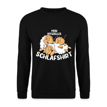 MEIN OFFIZIELLES SCHLAFSHIRT - Unisex Pullover - Schwarz - Vorne - Alina (178cm) & Michal (187cm)