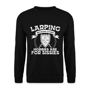 LARP Sprüche | Live Action Role Playing Geschenke - Unisex Pullover - Schwarz - Vorne - Alina (178cm) & Michal (187cm)