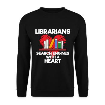 Librarians Search Engines With Heart Bibliothekar - Unisex Pullover - Schwarz - Vorne - Alina (178cm) & Michal (187cm)