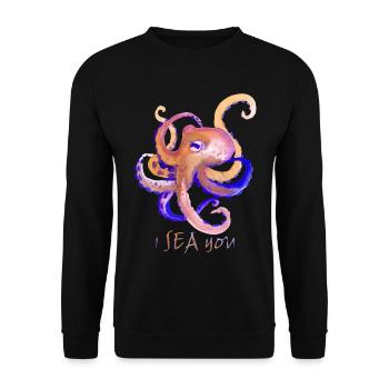 T-shirt octopus octopus watercolor I sea you - Unisex Sweatshirt - black - Front - Alina (178cm) & Michal (187cm)