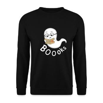 Ghost Boo Halloween Book Bookworm - Unisex Sweatshirt - black - Front - Alina (178cm) & Michal (187cm)