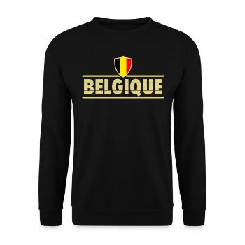 Fußball Flagge Fahne Belgique Belgien Belgium - Unisex Pullover - Schwarz - Vorne - Alina (178cm) & Michal (187cm)