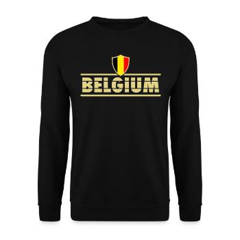 Fußball Flagge Fahne Belgique Belgien Belgium - Unisex Pullover - Schwarz - Vorne - Alina (178cm) & Michal (187cm)