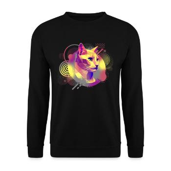 Techno Cat - psychedelic colors - Sweat-shirt Unisexe - noir - Devant - Alina (178cm) & Michal (187cm)