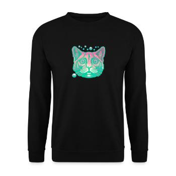Spiritual Green Yoga Cat - Unisex Sweatshirt - black - Front - Alina (178cm) & Michal (187cm)
