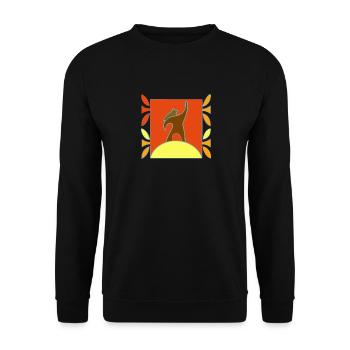 glücklicher Sonnenkämpfer bei Aufgang - Unisex Pullover - Schwarz - Vorne - Alina (178cm) & Michal (187cm)