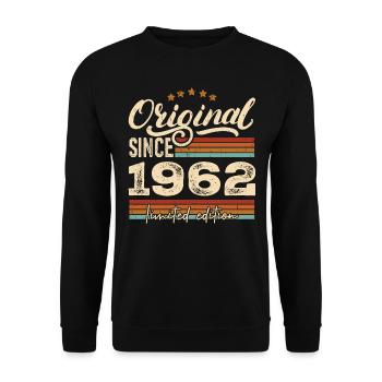 Original 1962 Jahrgang - 1962 Geburtstagsgeschenk - Unisex Pullover - Schwarz - Vorne - Alina (178cm) & Michal (187cm)