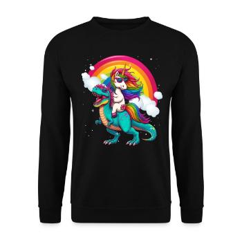 Licorne équitation dinosaure - Sweat-shirt Unisexe - noir - Devant - Alina (178cm) & Michal (187cm)