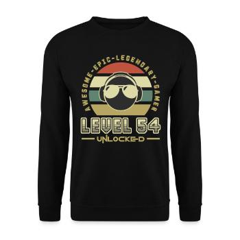 Level 54 - Unisex Sweatshirt - black - Front - Alina (178cm) & Michal (187cm)