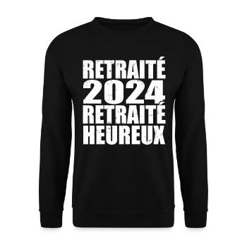 Happy Retiree Retirement Gift 2024 - Unisex Sweatshirt - black - Front - Alina (178cm) & Michal (187cm)