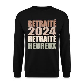Happy Retiree Retirement Gift 2024 - Unisex Sweatshirt - black - Front - Alina (178cm) & Michal (187cm)