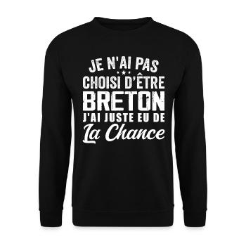 Pas Choisi D etre Breton - Cadeau Humour - Sweat-shirt Unisexe - noir - Devant - Alina (178cm) & Michal (187cm)