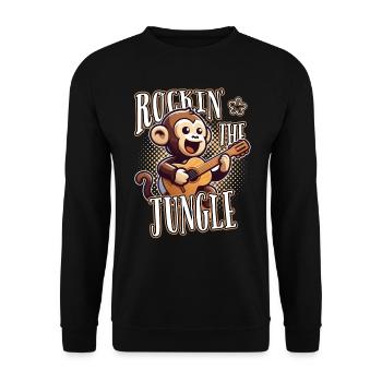 Rockin The Jungle Funny Monkey Plays Guitar - Unisex Sweatshirt - black - Front - Alina (178cm) & Michal (187cm)
