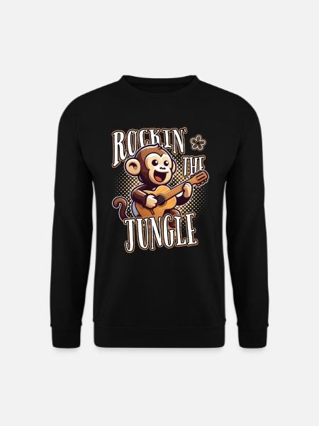 Rockin The Jungle Funny Monkey Plays Guitar - Unisex Sweatshirt - black