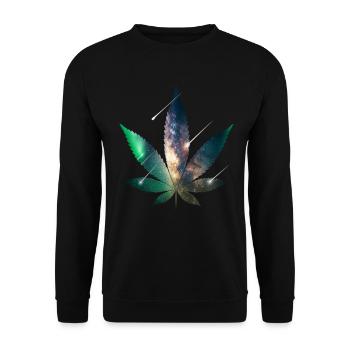 Galaxy Hanfblatt - Cannabis - Weed - Unisex Pullover - Schwarz - Vorne - Alina (178cm) & Michal (187cm)