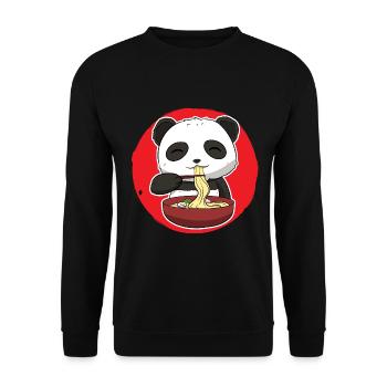 Panda isst Ramen Ramen -Enthusiast - Unisex Pullover - Schwarz - Vorne - Alina (178cm) & Michal (187cm)