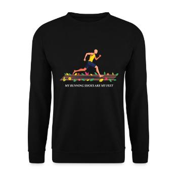 My Running Shoes are my Feet - Unisex Sweatshirt - black - Front - Alina (178cm) & Michal (187cm)