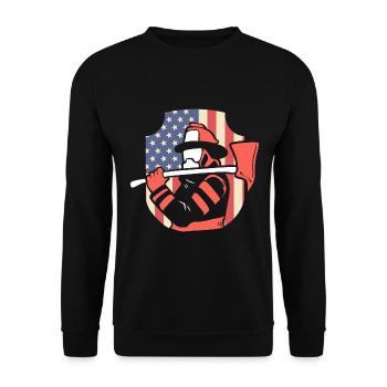 Feuerwehrmann von Amerika Feuerwehrkapitän - Unisex Pullover - Schwarz - Vorne - Alina (178cm) & Michal (187cm)