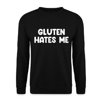 Gluten Hates Me - Unisex Pullover - Schwarz - Vorne - Alina (178cm) & Michal (187cm)