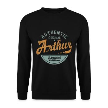 Arthur Name Gift Personalized Arthur Tshirt - Unisex Sweatshirt - black - Front - Alina (178cm) & Michal (187cm)