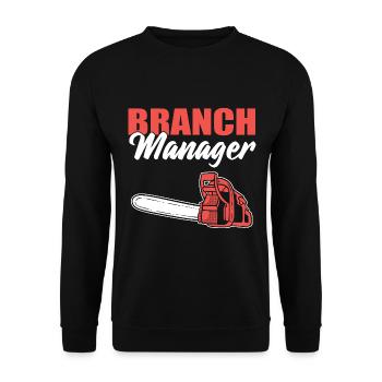 Branch Manager Holzfäller - Unisex Pullover - Schwarz - Vorne - Alina (178cm) & Michal (187cm)