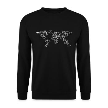 World Map Geometric - World Map Charcoal Drawing - Unisex Sweatshirt - black - Front - Alina (178cm) & Michal (187cm)