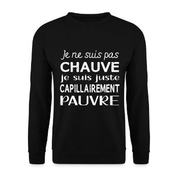 Cadeau chauve humour - Sweat-shirt Unisexe - noir - Devant - Alina (178cm) & Michal (187cm)