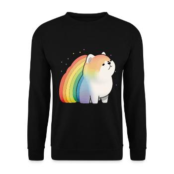 Akita Inu Hund Bunte Farben Regenbogen Kunst Anime - Unisex Pullover - Schwarz - Vorne - Alina (178cm) & Michal (187cm)