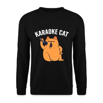 Karaoke Cat Katze Karaoke -Sänger - Unisex Pullover - Schwarz - Vorne - Alina (178cm) & Michal (187cm)