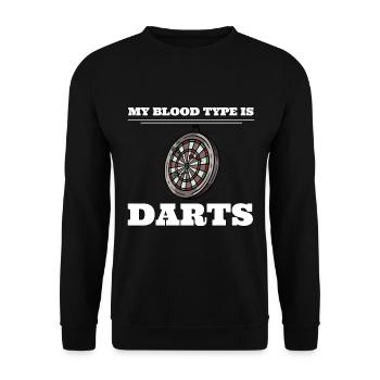 My Blood Type Is Darts Dartspieler - Unisex Pullover - Schwarz - Vorne - Alina (178cm) & Michal (187cm)
