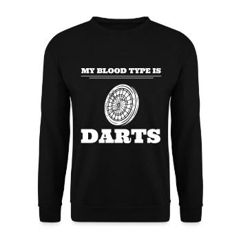 My Blood Type Is Darts Dartspieler - Unisex Pullover - Schwarz - Vorne - Alina (178cm) & Michal (187cm)