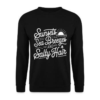Beach Holidays | Salty Sea breeze - Unisex Sweatshirt - black - Front - Alina (178cm) & Michal (187cm)