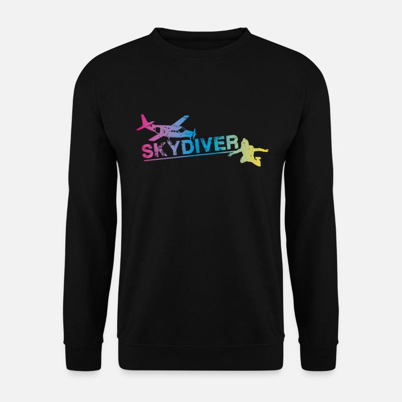 Skydiver Plane Fun Jump Bunt Fallschirmspringer - Unisex Pullover - Schwarz