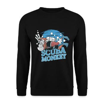 Scuba Monkey - Tauchen Schimpanse - Unisex Pullover - Schwarz - Vorne - Alina (178cm) & Michal (187cm)