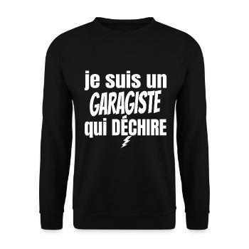 garagiste qui déchire - Sweat-shirt Unisexe - noir - Devant - Alina (178cm) & Michal (187cm)